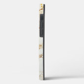 White marble chic gold glitter monogram Case-Mate iPhoneケース (裏面 / 左)