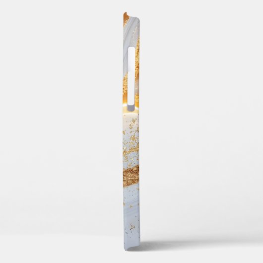 White marble chic gold glitter monogram Case-Mate iPhoneケース (裏面 / 左)