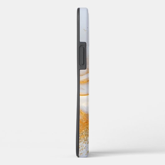 White marble chic gold glitter monogram Case-Mate iPhoneケース (裏面 / 右)