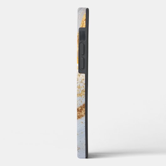 White marble chic gold glitter monogram Case-Mate iPhoneケース (裏面 / 左)