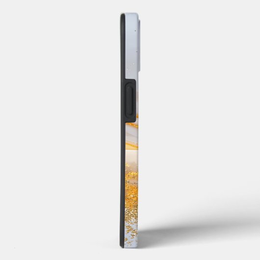 White marble chic gold glitter monogram Case-Mate iPhoneケース (裏面 / 右)