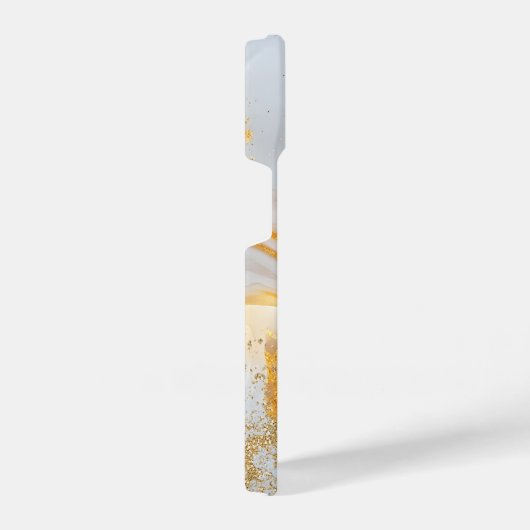 White marble chic gold glitter monogram iPhoneケース (右側面)