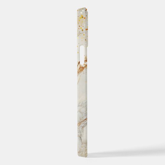 White marble chic gold glitter monogram iPhoneケース (右側面)