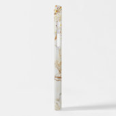 White marble chic gold glitter monogram iPhoneケース (左側面)