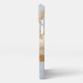 White marble chic gold glitter monogram iPhoneケース (左側面)