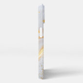 White marble chic gold glitter monogram iPhoneケース (右側面)