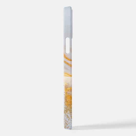 White marble chic gold glitter monogram iPhoneケース (右側面)