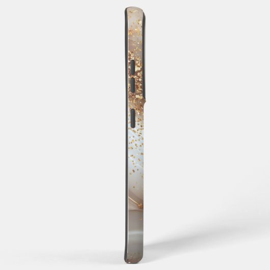 white marble chic gold glitter monogram samsung galaxyケース (右側面)