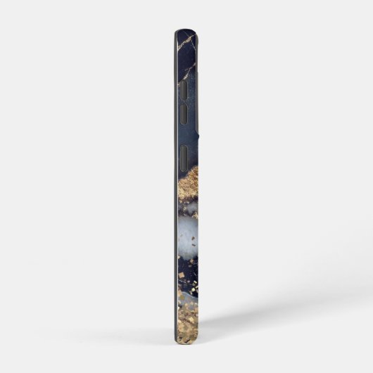 white marble chic gold glitter monogram samsung galaxyケース (右側面)