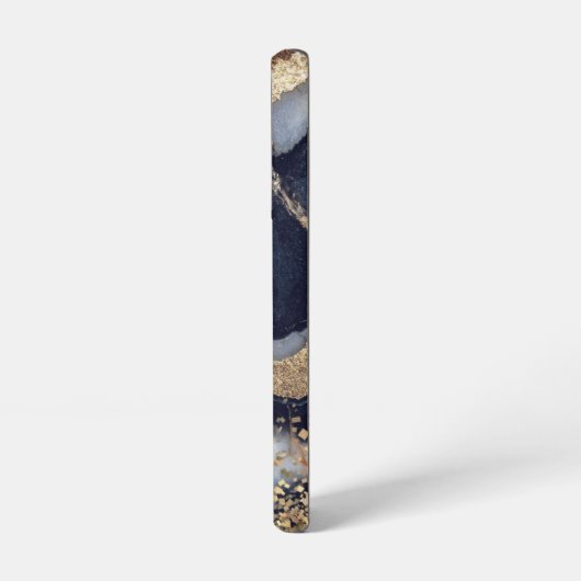white marble chic gold glitter monogram samsung galaxyケース (左側面)
