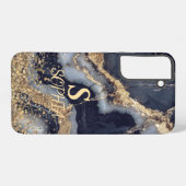 white marble chic gold glitter monogram samsung galaxyケース (裏面横)