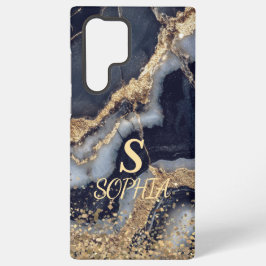white marble chic gold glitter monogram samsung galaxy s22 ultraケース