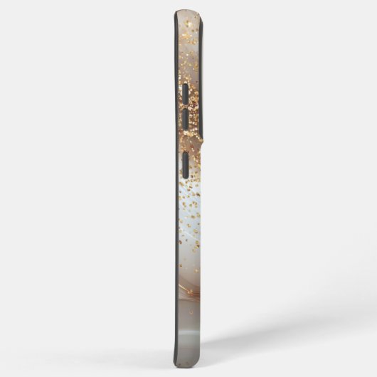 white marble chic gold glitter monogram samsung galaxyケース (右側面)