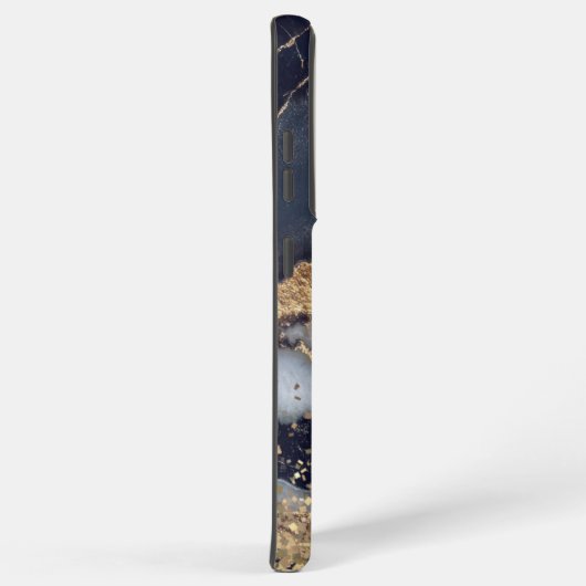 white marble chic gold glitter monogram samsung galaxyケース (右側面)