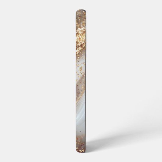 white marble chic gold glitter monogram samsung galaxyケース (左側面)