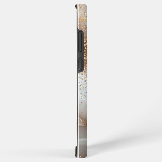 white marble chic gold glitter monogram samsung galaxyケース (右側面)