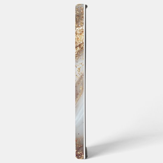 white marble chic gold glitter monogram samsung galaxyケース (左側面)