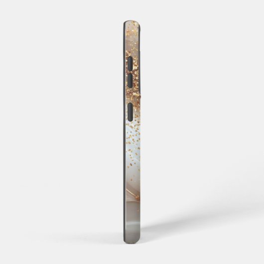 white marble chic gold glitter monogram samsung galaxyケース (右側面)