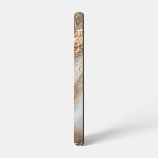 white marble chic gold glitter monogram samsung galaxyケース (左側面)