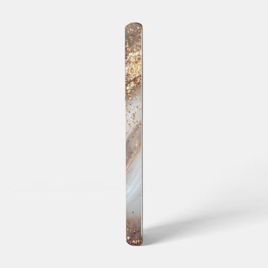 white marble chic gold glitter monogram samsung galaxyケース (左側面)