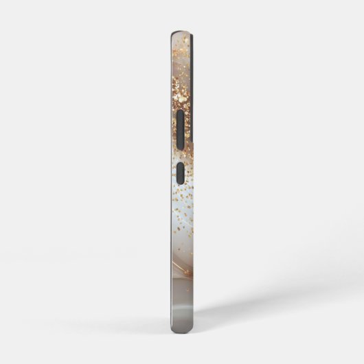 white marble chic gold glitter monogram samsung galaxyケース (右側面)
