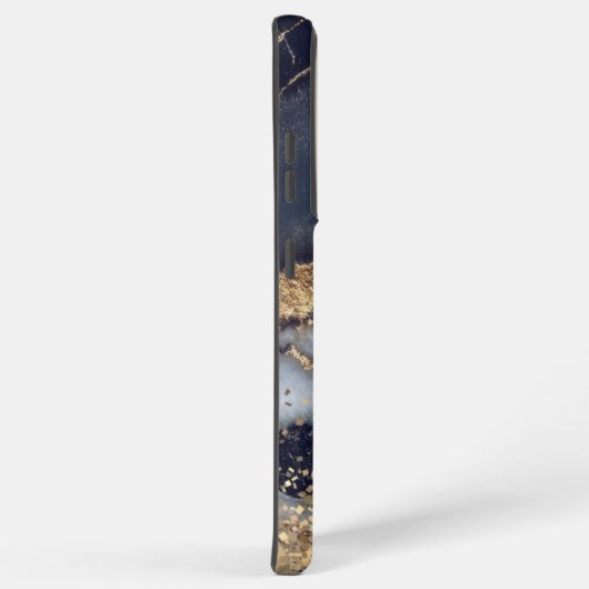 white marble chic gold glitter monogram samsung galaxyケース (右側面)