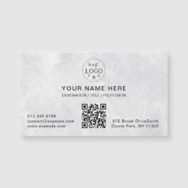 White Marble Finish Magnetic Business Card