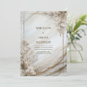 White Marble Gilded Botanical Wedding 招待状 (スタンド正面)