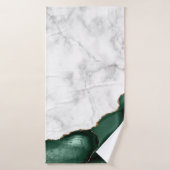 White Marble Gilded Emerald Green Agate バスタオル (バスタオル)