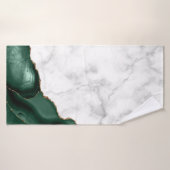 White Marble Gilded Emerald Green Agate バスタオル (バスタオル)