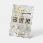 White Marble Gold Agate 3 Qr Code Scan To Pay 台座サイン (正面)
