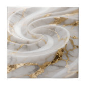 White Marble Gold Swirl Pattern タイル (正面)