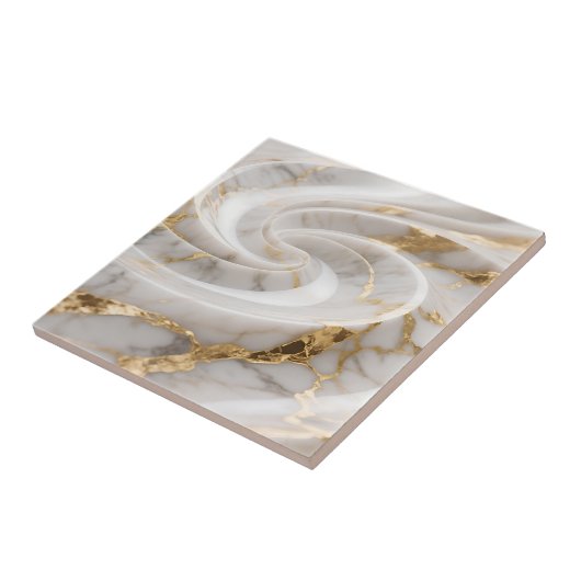 White Marble Gold Swirl Pattern タイル (側面)