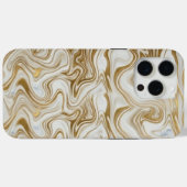 White Marble & Liquid Gold Luxury Phone Case Case-Mate iPhoneケース (裏面 (横))