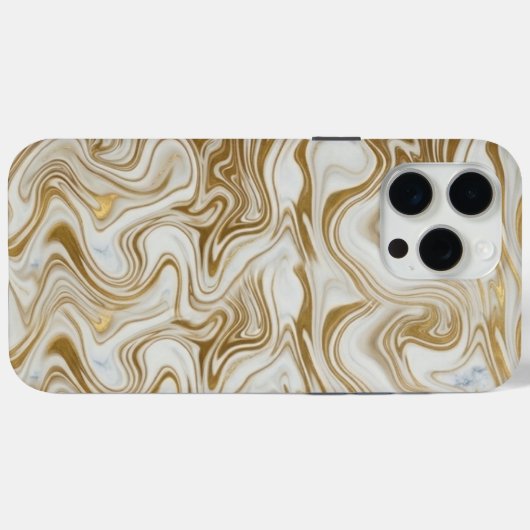 White Marble & Liquid Gold Luxury Phone Case Case-Mate iPhoneケース (裏面 (横))