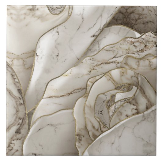 White Marble Rose Abstract タイル (正面)
