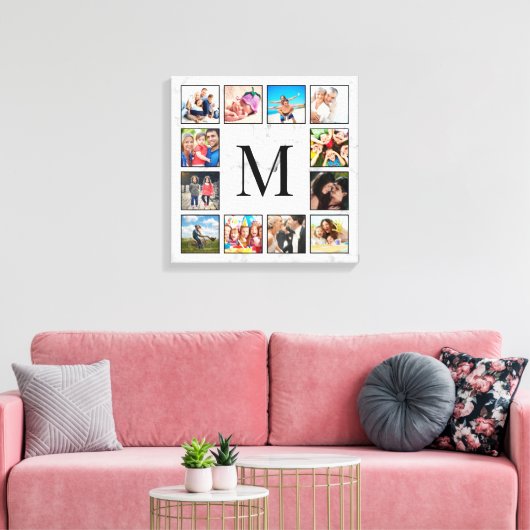 White Marble Stone Pattern キャンバスプリント (インサイチュ (リビング))