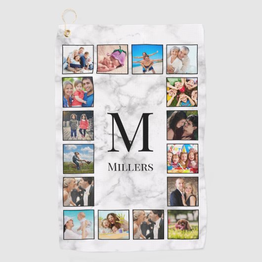 White Marble Stone Pattern ゴルフタオル (正面)