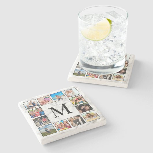 White Marble Stone Pattern ストーンコースター (横)