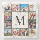 White Marble Stone Pattern ストーンコースター (正面)