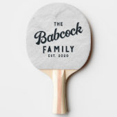 White Marble Stone Retro Family Name & Year 卓球ラケット (裏面)