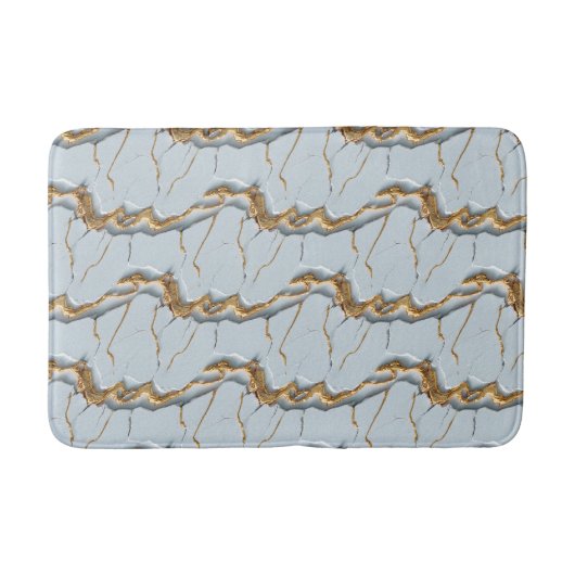 White Marble Texture with Cracked Gold Veins バスマット (正面)