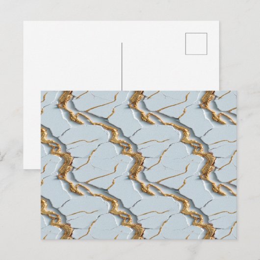 White Marble Texture with Cracked Gold Veins ポストカード (正面/裏面)