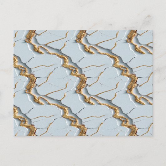 White Marble Texture with Cracked Gold Veins ポストカード (正面)