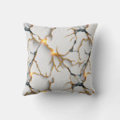 White Marble Texture with Glowing Gold Veins クッション (裏面)