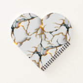 White Marble Texture with Glowing Gold Veins ノートブック (裏面)