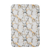 White Marble Texture with Glowing Gold Veins バスマット (正面縦)