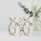 White Marble Texture with Glowing Gold Veins ポストカード (スタンド正面)