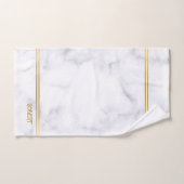 White marble texture with gold stripes バスタオルセット (ハンドタオル)