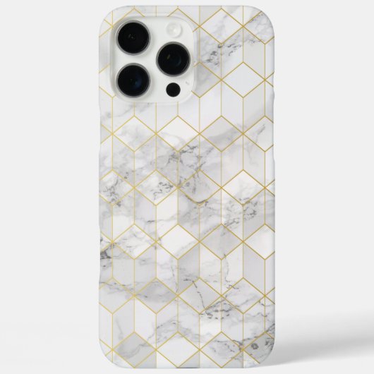 White Marble with Gold Cube Pattern Case-Mate iPhoneケース (裏面)